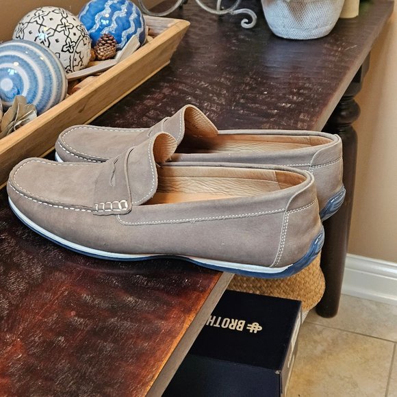 1901 Men's Leather/Nubuck Loafers, Gray, Sz 13 - Picture 3 of 16